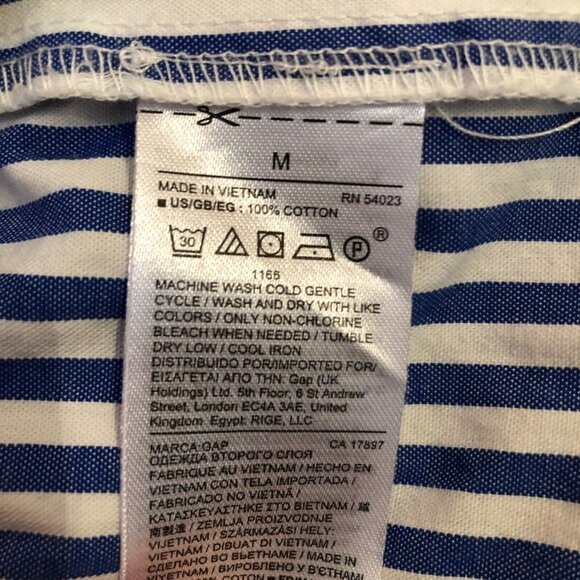 GAP Womens Medium Blue Striped Long Sleeve Off the Shoulder Summer Dress Size M - Picture 9 of 9